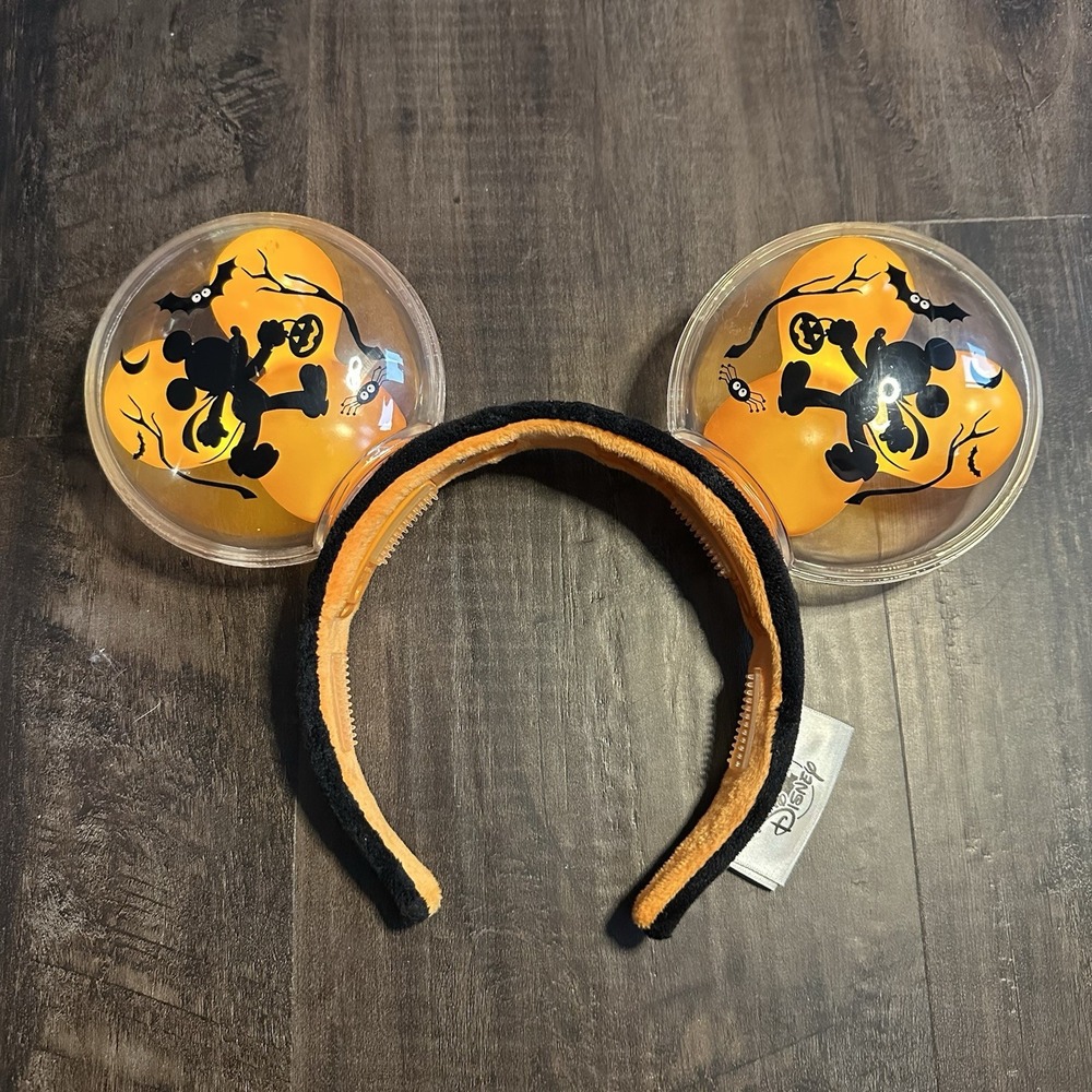 Disney‎ Parks Mickey Halloween Light Up Balloons Ears Headband 2021 Works Great